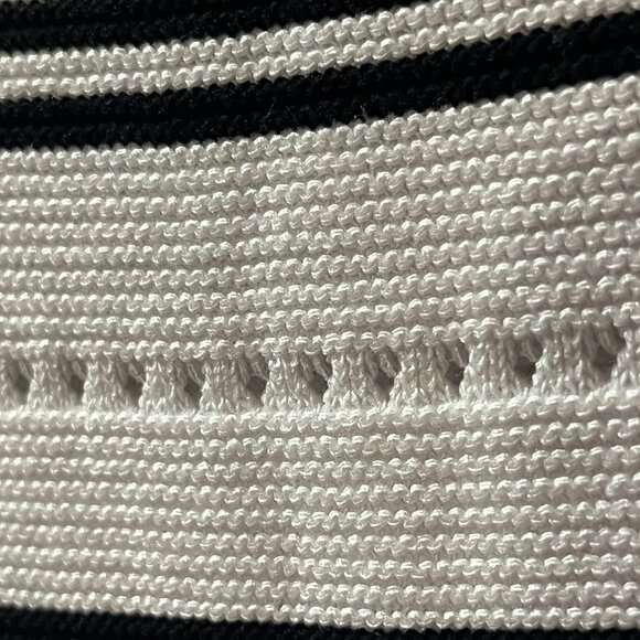 PrettyGarden Black White Striped Knit Pointelle Bodycon Tank Maxi Dress Small - Picture 10 of 11